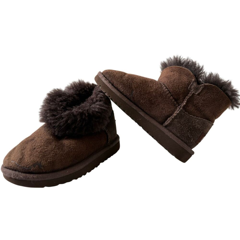 UGG Kids Shearling Suede Leather Boots Toddler Girls Size 10 Chocolate Brown
